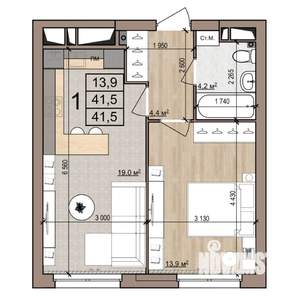 1-к квартира, строящийся дом, 42м2, 9/25 этаж