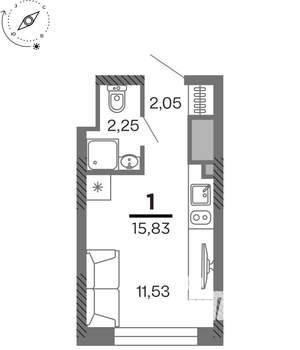 1-к квартира, вторичка, 16м2, 23/25 этаж