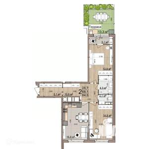 2-к квартира, вторичка, 85м2, 1/26 этаж