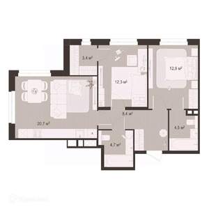 2-к квартира, вторичка, 67м2, 2/9 этаж