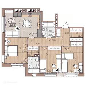 3-к квартира, вторичка, 87м2, 2/9 этаж