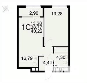1-к квартира, вторичка, 40м2, 10/22 этаж