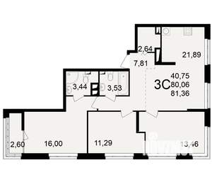 3-к квартира, вторичка, 80м2, 3/25 этаж