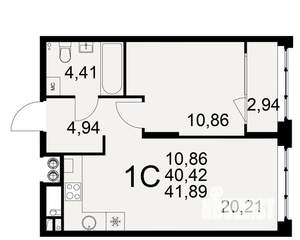 1-к квартира, вторичка, 40м2, 2/10 этаж