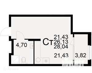 1-к квартира, вторичка, 28м2, 2/22 этаж