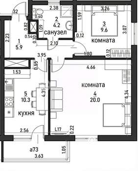 2-к квартира, вторичка, 53м2, 6/19 этаж