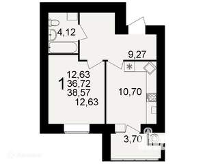 1-к квартира, вторичка, 39м2, 13/16 этаж