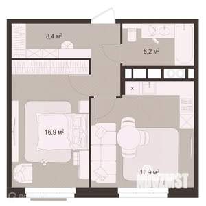 1-к квартира, вторичка, 48м2, 2/9 этаж