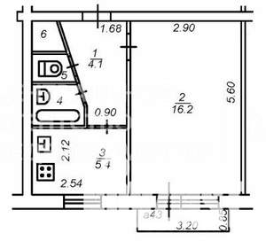 1-к квартира, вторичка, 30м2, 4/5 этаж