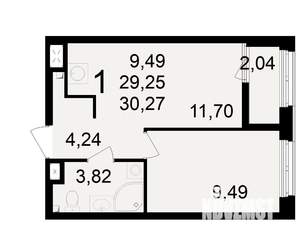1-к квартира, вторичка, 29м2, 1/23 этаж