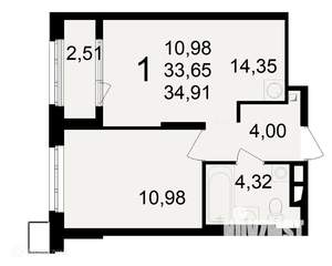 1-к квартира, вторичка, 35м2, 18/24 этаж