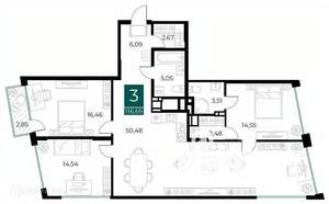 3-к квартира, вторичка, 117м2, 13/14 этаж