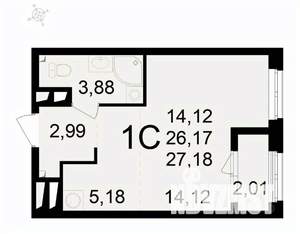 1-к квартира, вторичка, 27м2, 16/24 этаж