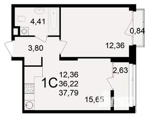 1-к квартира, вторичка, 36м2, 5/25 этаж