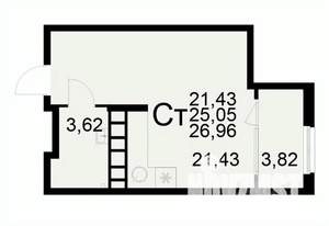 1-к квартира, вторичка, 27м2, 19/22 этаж