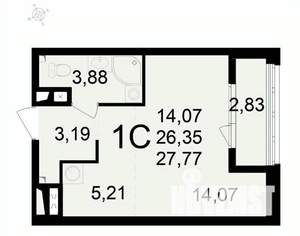 1-к квартира, вторичка, 28м2, 14/24 этаж