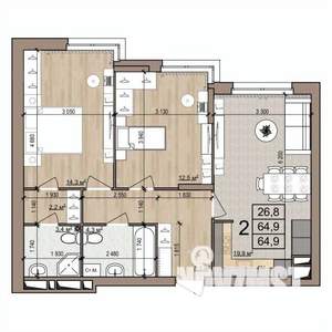 2-к квартира, вторичка, 65м2, 8/25 этаж