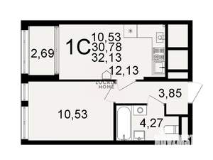 1-к квартира, вторичка, 32м2, 1/26 этаж