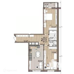 2-к квартира, вторичка, 80м2, 24/26 этаж
