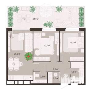 2-к квартира, строящийся дом, 91м2, 1/8 этаж