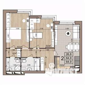 2-к квартира, вторичка, 65м2, 19/25 этаж