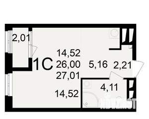 1-к квартира, вторичка, 26м2, 23/23 этаж