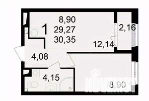 1-к квартира, вторичка, 30м2, 3/24 этаж