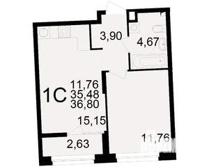 1-к квартира, вторичка, 35м2, 10/25 этаж