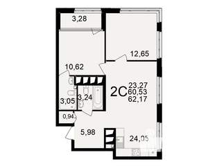 2-к квартира, вторичка, 61м2, 22/25 этаж
