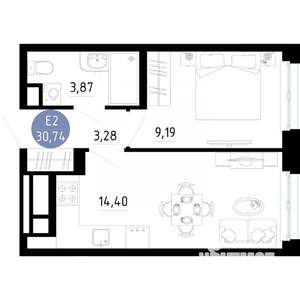 1-к квартира, вторичка, 31м2, 2/14 этаж