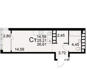 1-к квартира, вторичка, 25м2, 22/22 этаж