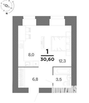 Студия квартира, вторичка, 31м2, 2/16 этаж
