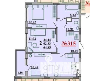 2-к квартира, сданный дом, 65м2, 16/25 этаж