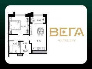 1-к квартира, вторичка, 44м2, 18/19 этаж