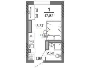 Студия квартира, вторичка, 18м2, 15/25 этаж
