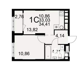 1-к квартира, вторичка, 33м2, 2/22 этаж