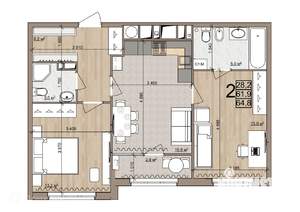 2-к квартира, вторичка, 65м2, 25/26 этаж