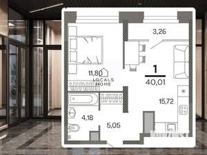 1-к квартира, вторичка, 40м2, 24/26 этаж
