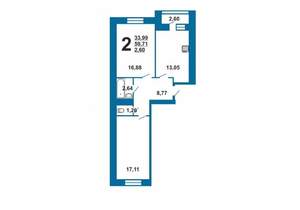 2-к квартира, вторичка, 60м2, 9/10 этаж