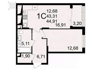 1-к квартира, вторичка, 47м2, 11/18 этаж