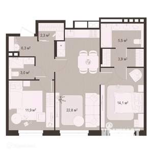 2-к квартира, вторичка, 70м2, 4/9 этаж