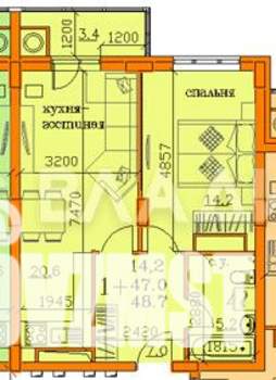 1-к квартира, вторичка, 48м2, 7/25 этаж
