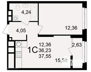 1-к квартира, вторичка, 38м2, 19/26 этаж