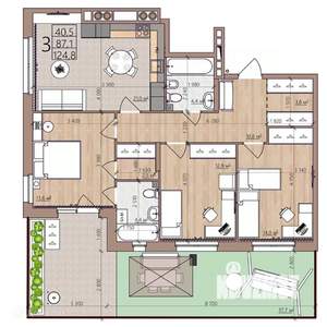 3-к квартира, вторичка, 125м2, 1/9 этаж