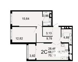 2-к квартира, вторичка, 69м2, 7/26 этаж