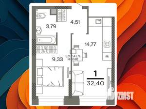 1-к квартира, вторичка, 32м2, 20/26 этаж