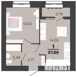 1-к квартира, вторичка, 36м2, 8/16 этаж