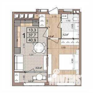 1-к квартира, вторичка, 41м2, 16/17 этаж