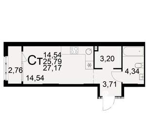 1-к квартира, вторичка, 26м2, 1/22 этаж