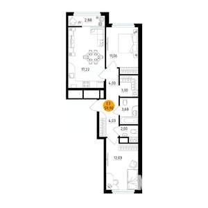 2-к квартира, вторичка, 60м2, 4/25 этаж